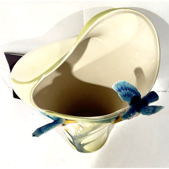Franz Porcelain Kingfisher Vase Iridescence Collection FZ01190 NIB - Picture 3 of 14